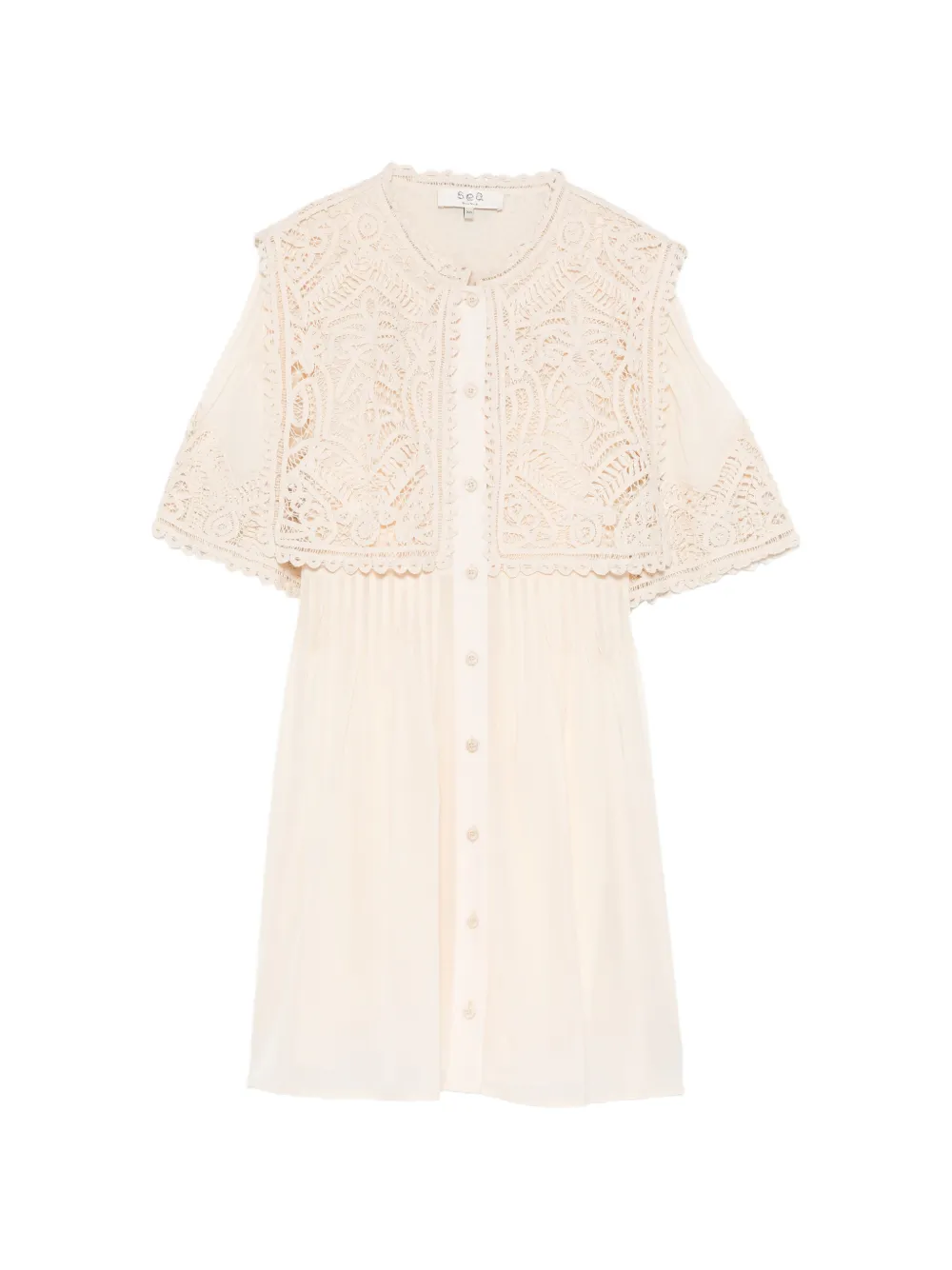 Sea Adelina lace mini dress - Toni neutri