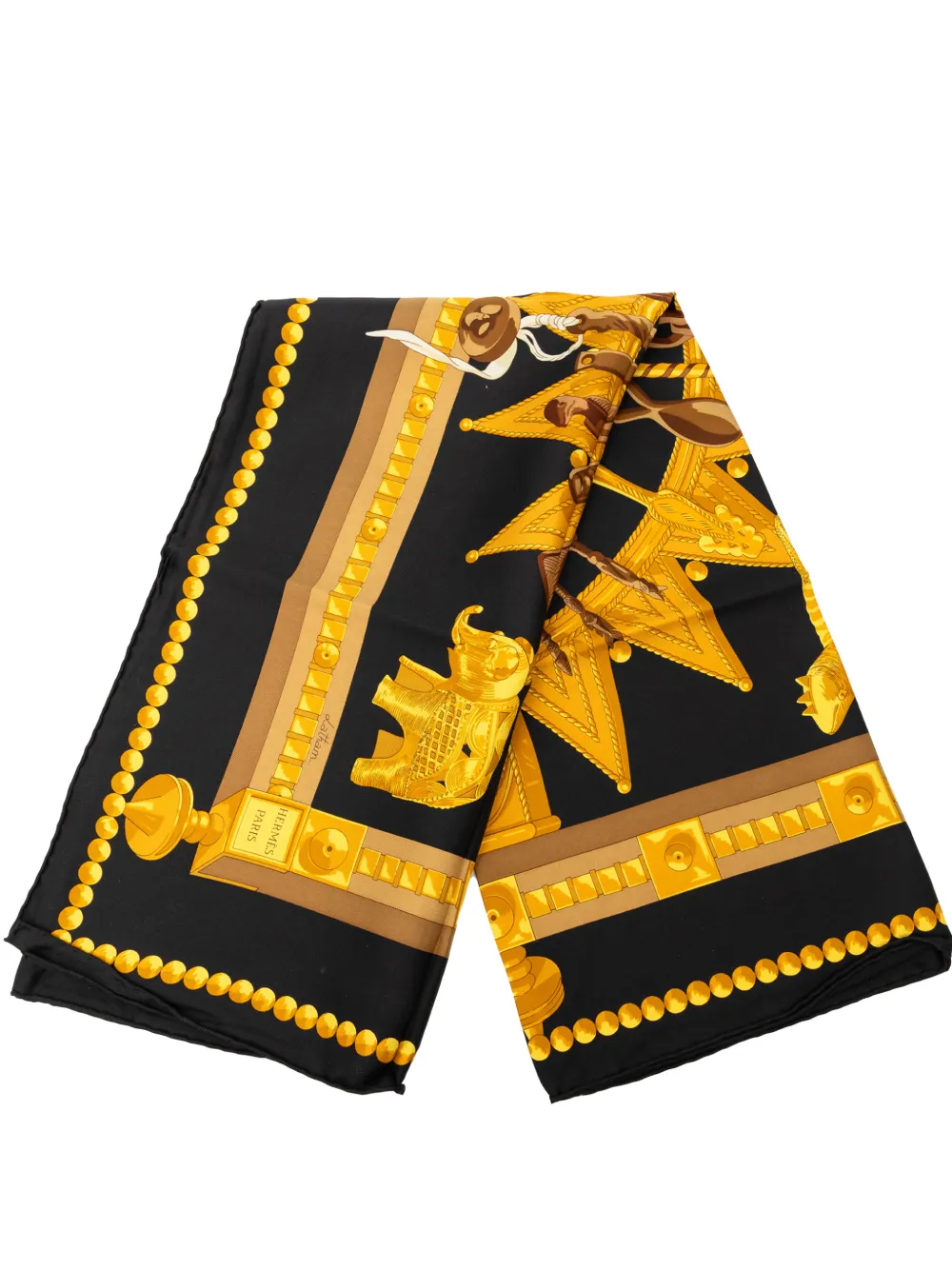 Hermès Pre-Owned 20th Century Cuillers D Afrique Silk Scarf 90 scarves - Nero