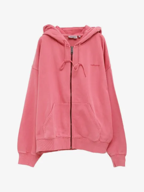 Carhartt WIP hættetrøje med broderet logo og lynlås
