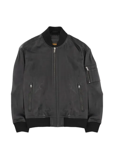 BOSS zip-up leather bomber jacket