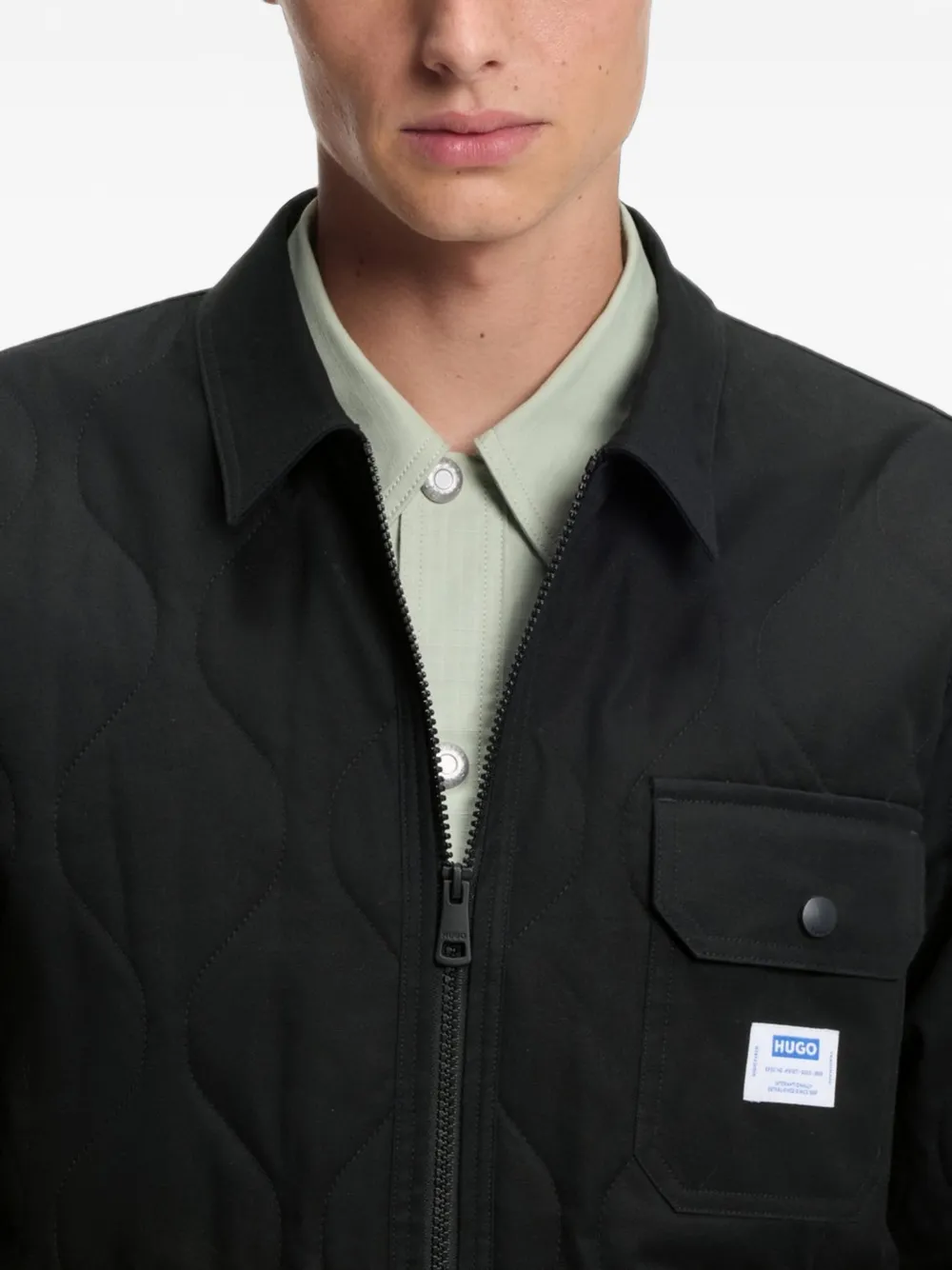 HUGO Ebey shirtjack met logo-patch en zak Zwart