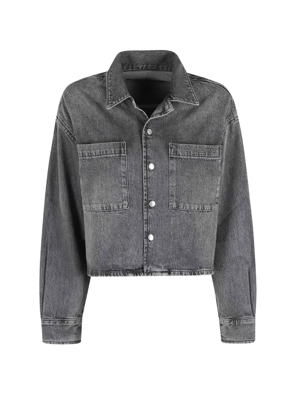 Alexander Wang cropped denim shirt - Grigio