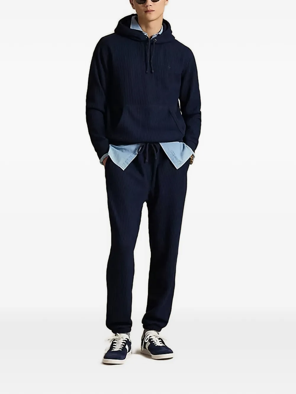 Polo Ralph Lauren Wafelgebreide trui met capuchon Blauw