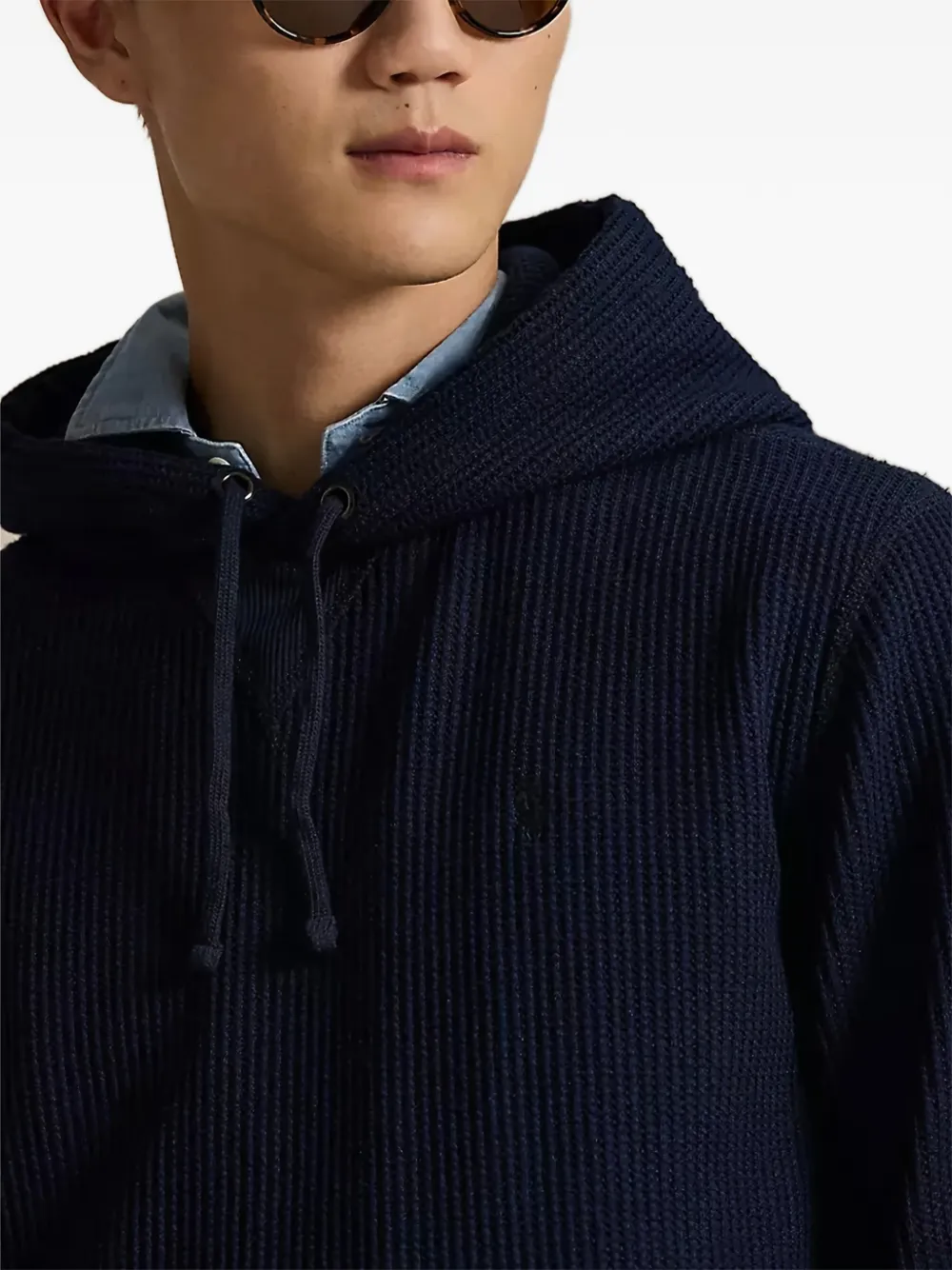 Polo Ralph Lauren Wafelgebreide trui met capuchon Blauw