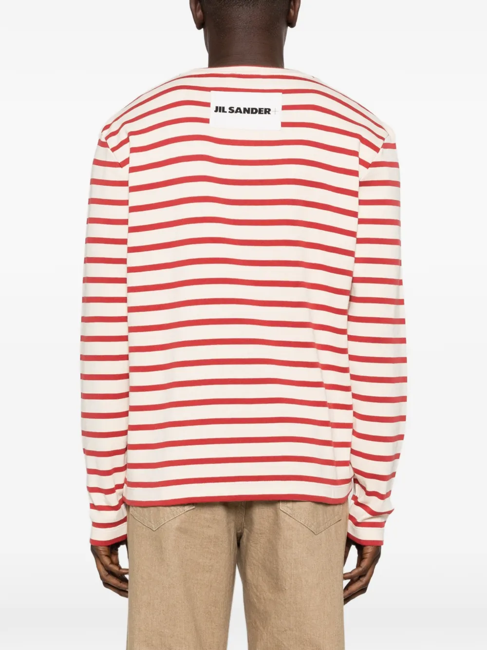 JIL SANDER+ Gestreept T-shirt met lange mouwen Beige