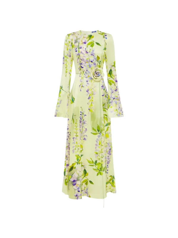 leo lin green floral dress Leo Lin Roselle Floral-embroidered Strapless A-line Dress
