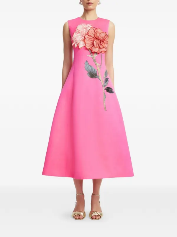 leo lin cleo appliqué midi dress Leo Lin Cleo flower-appliqué Midi Dress | Pink