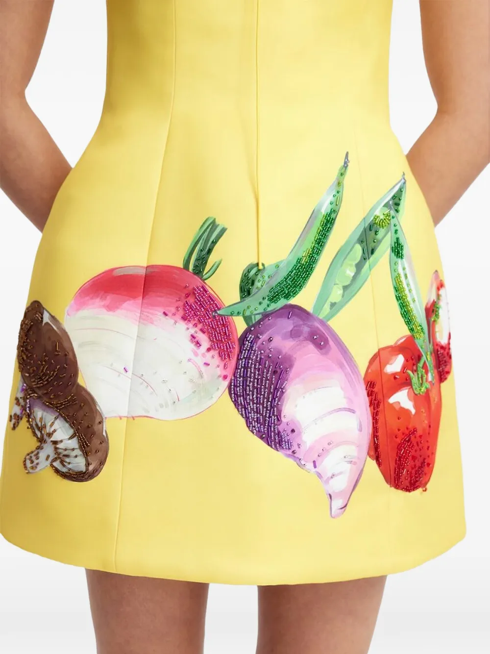 Leo Lin Zaria Floral Appliqué Mini Dress in Yellow, view 4