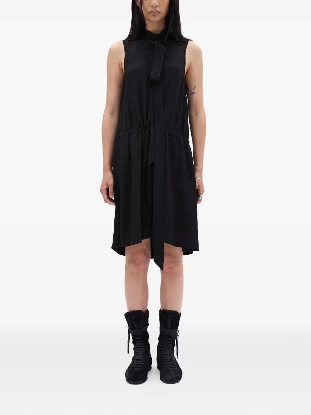 Ann Demeulemeester 타이 디테일 미디 드레스 In Black