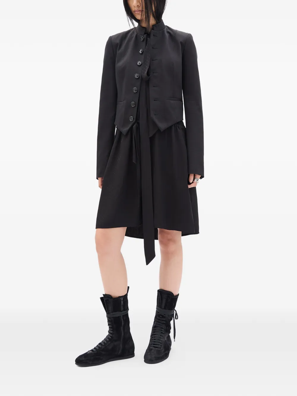 Ann Demeulemeester Tie-detail Midi Dress in Black, view 2