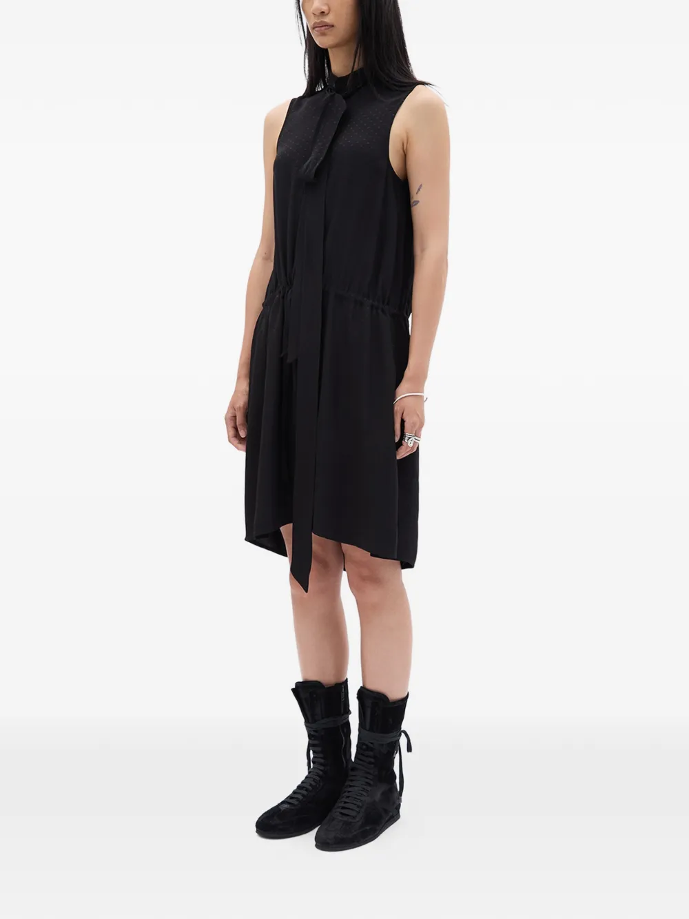 Ann Demeulemeester Tie-detail Midi Dress in Black, view 3