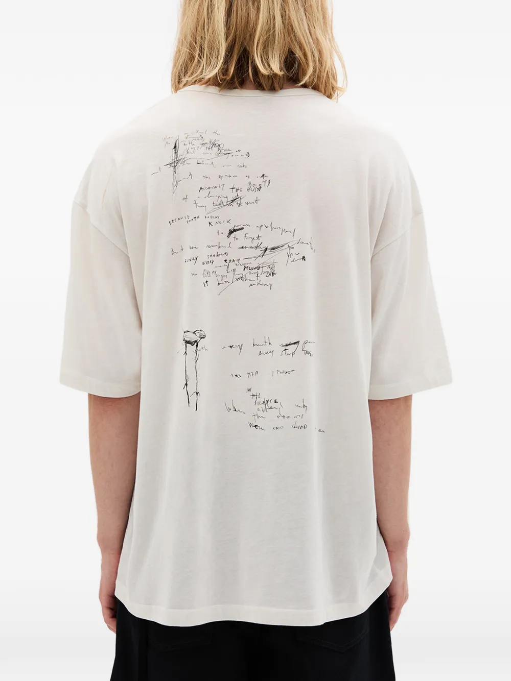 Ann Demeulemeester T-shirt met grafische print Beige