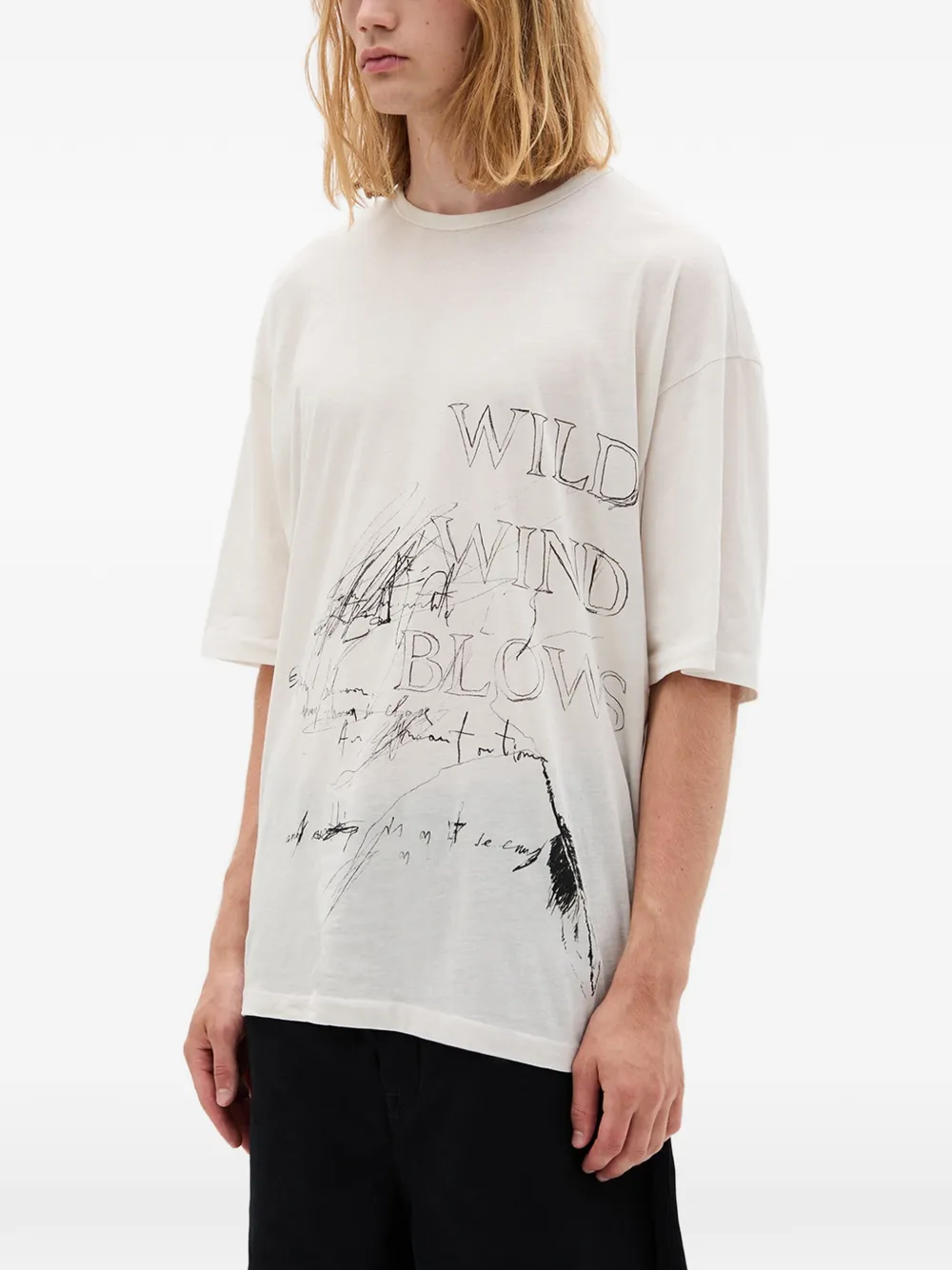 Ann Demeulemeester T-shirt met grafische print Beige