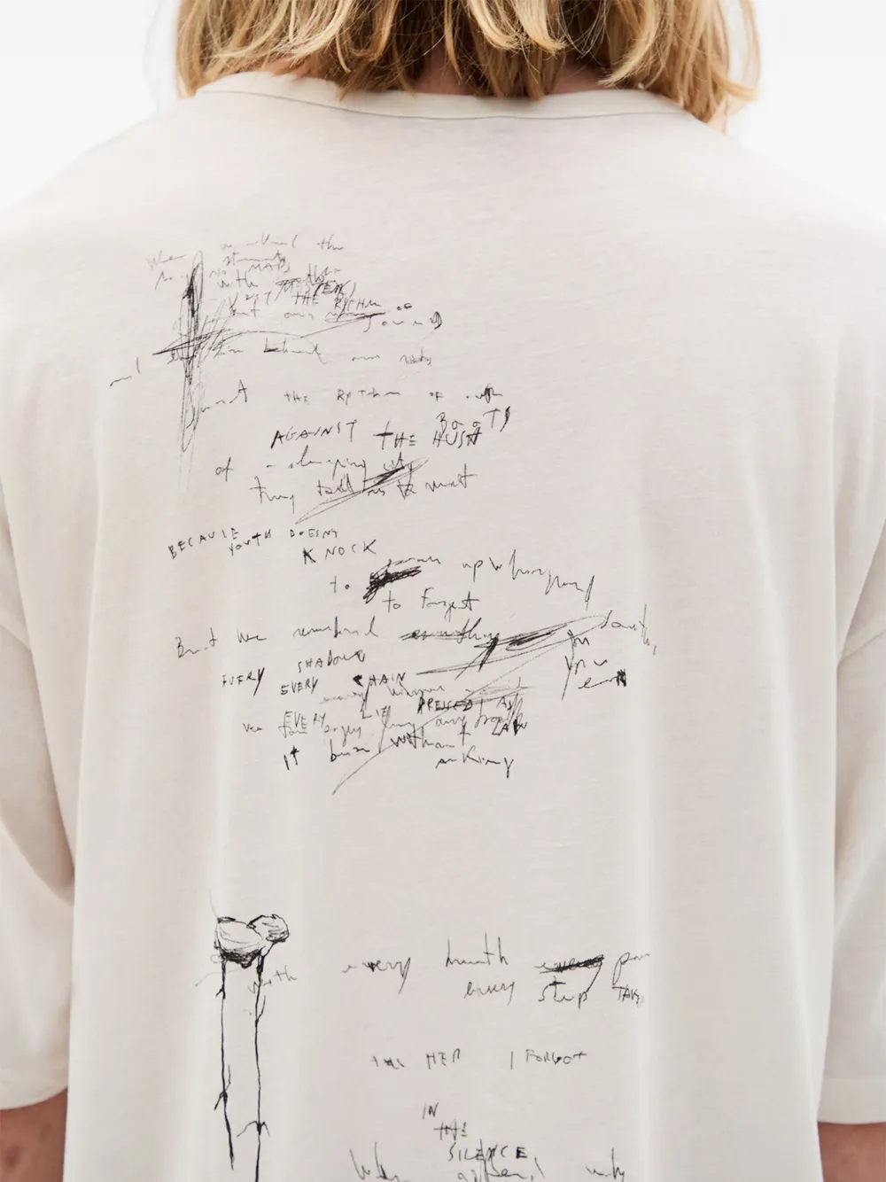 Ann Demeulemeester T-shirt met grafische print Beige