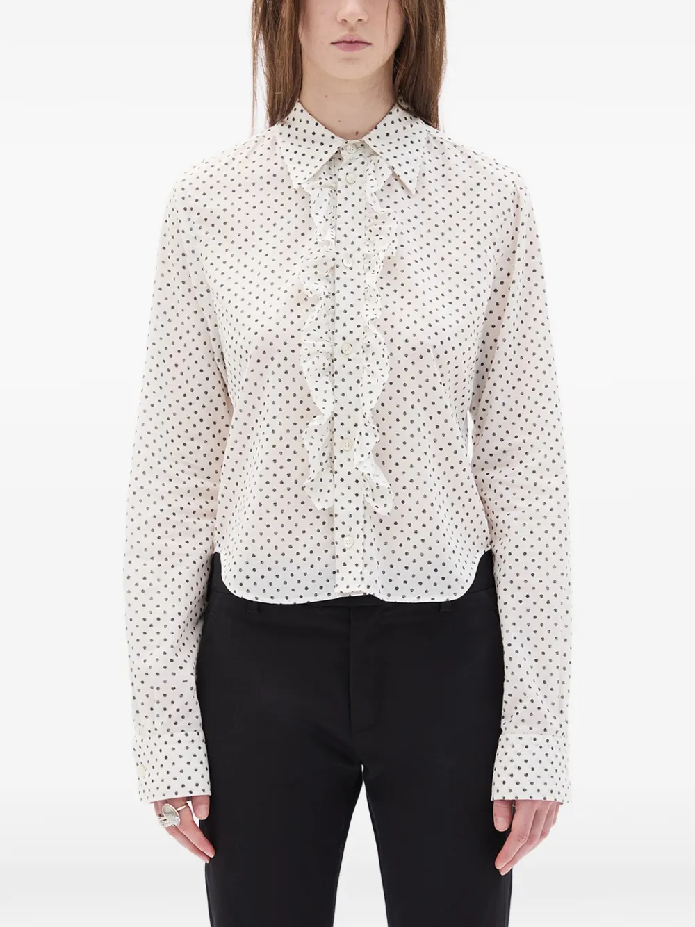 Ann Demeulemeester Erma Ruffled Shirt In Neutral