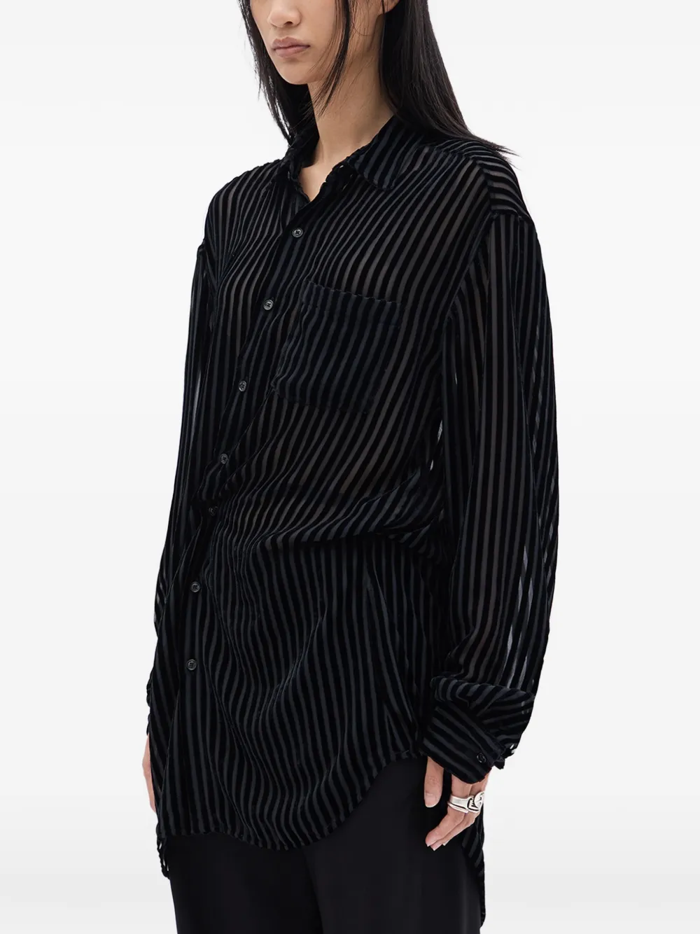  Ann Demeulemeester Camicia A Righe - Nero 