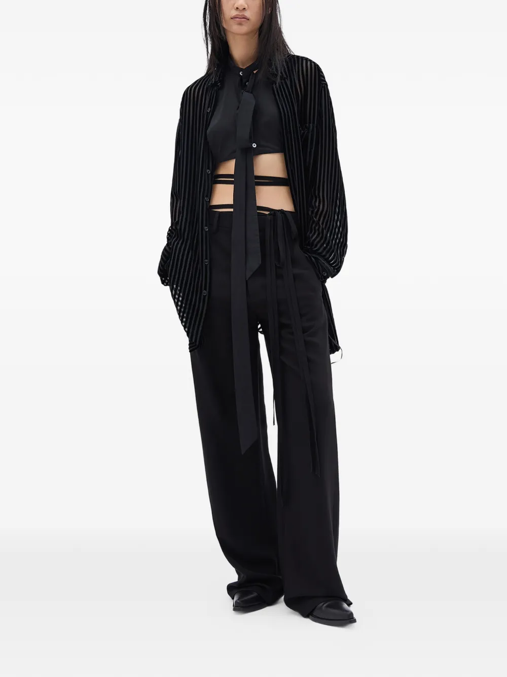  Ann Demeulemeester Camicia A Righe - Nero 