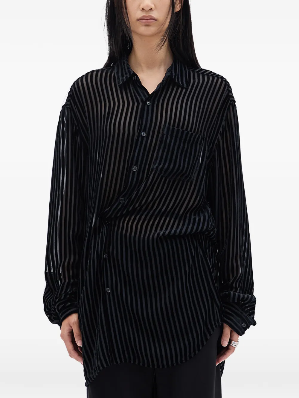 Ann Demeulemeester striped shirt - Nero