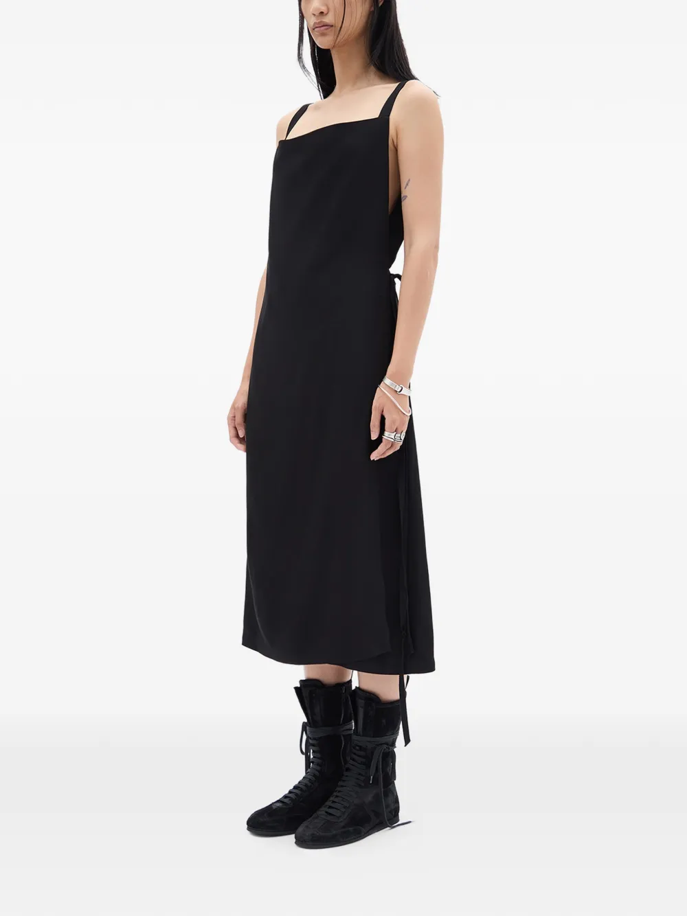  Ann Demeulemeester Desi Square-neck Midi Dress - Black 