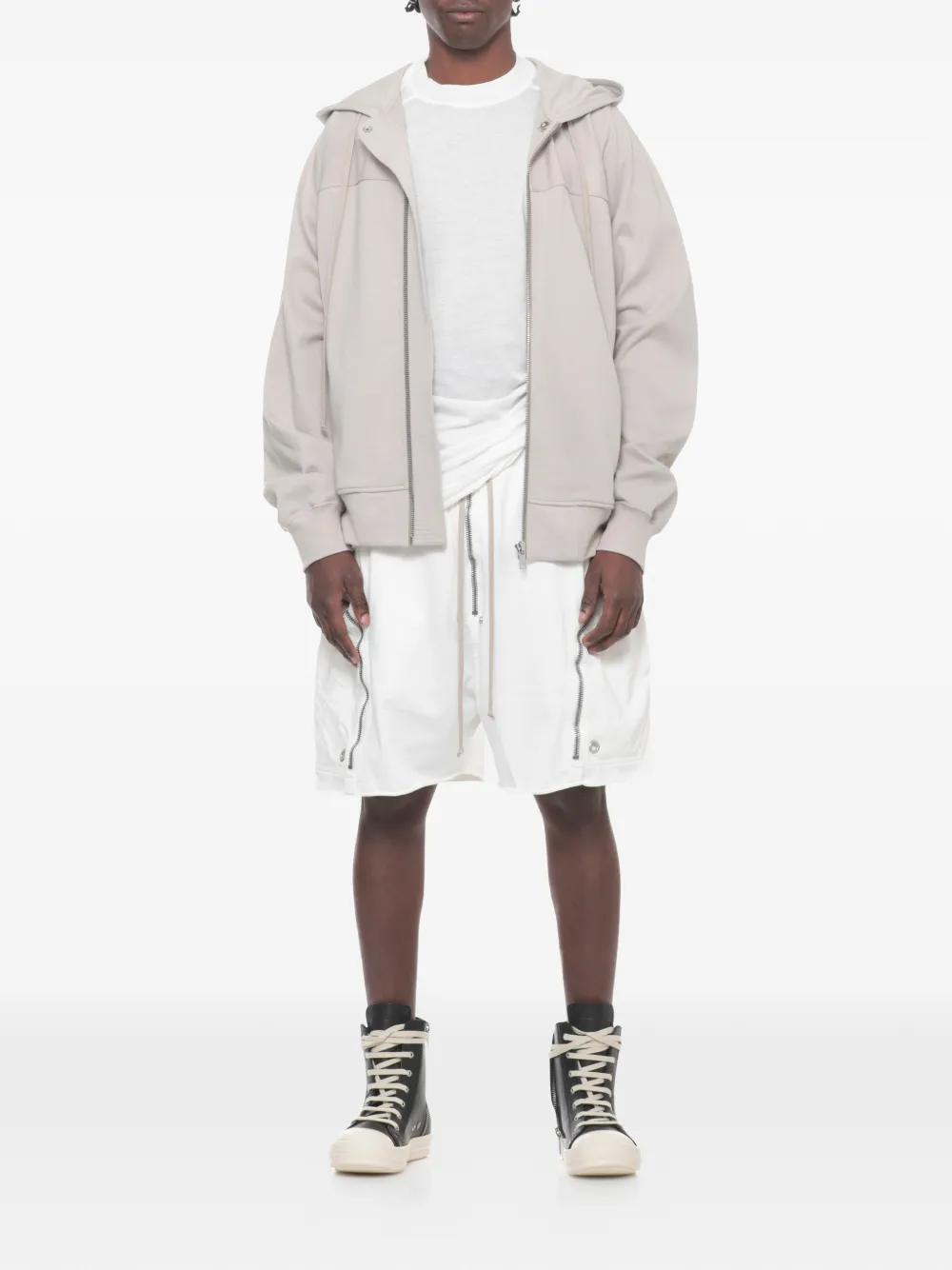  Rick Owens Drkshdw Drawstring Zip Shorts - White 
