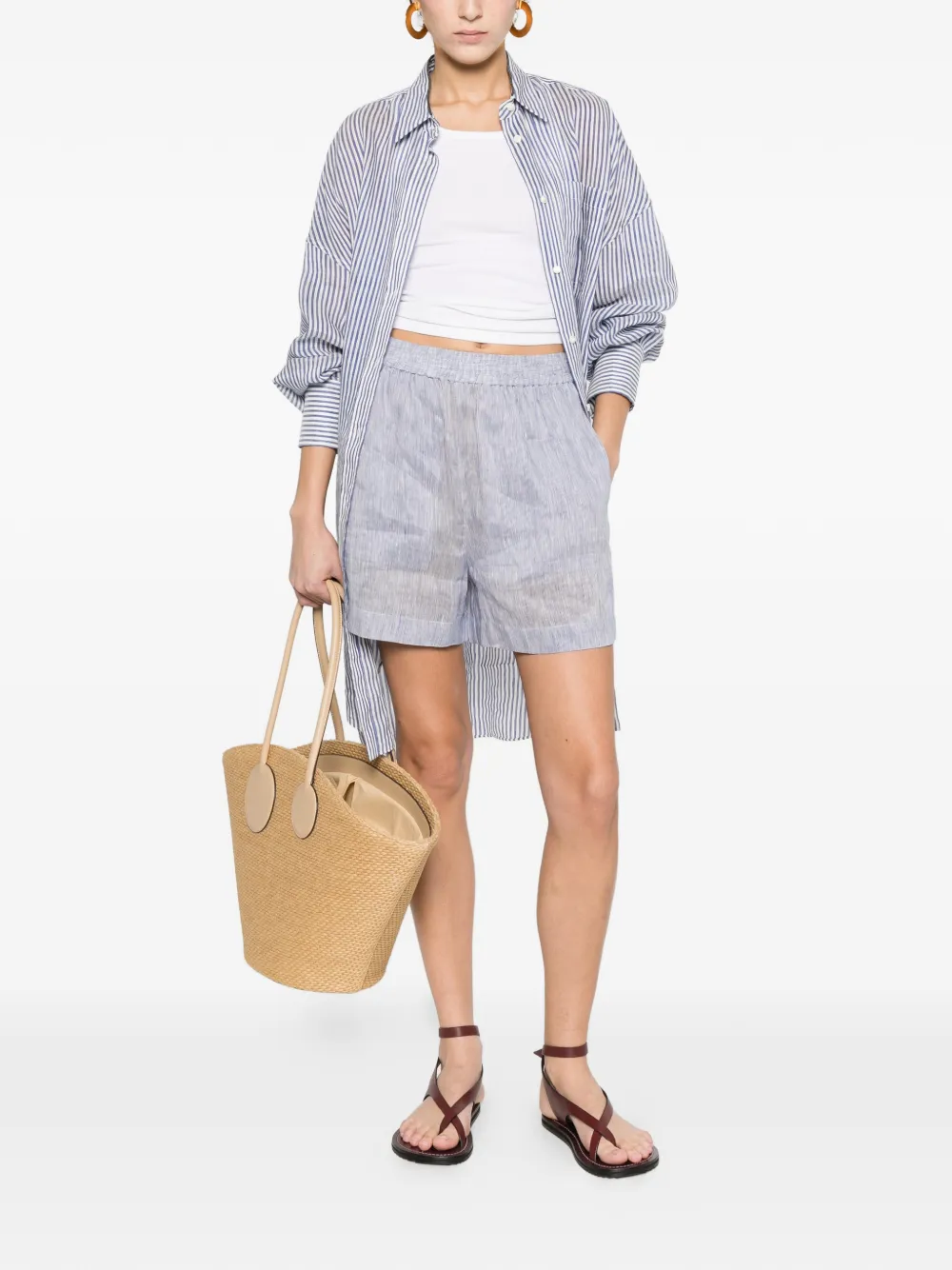  Brunello Cucinelli Striped Elasticated Shorts - White 