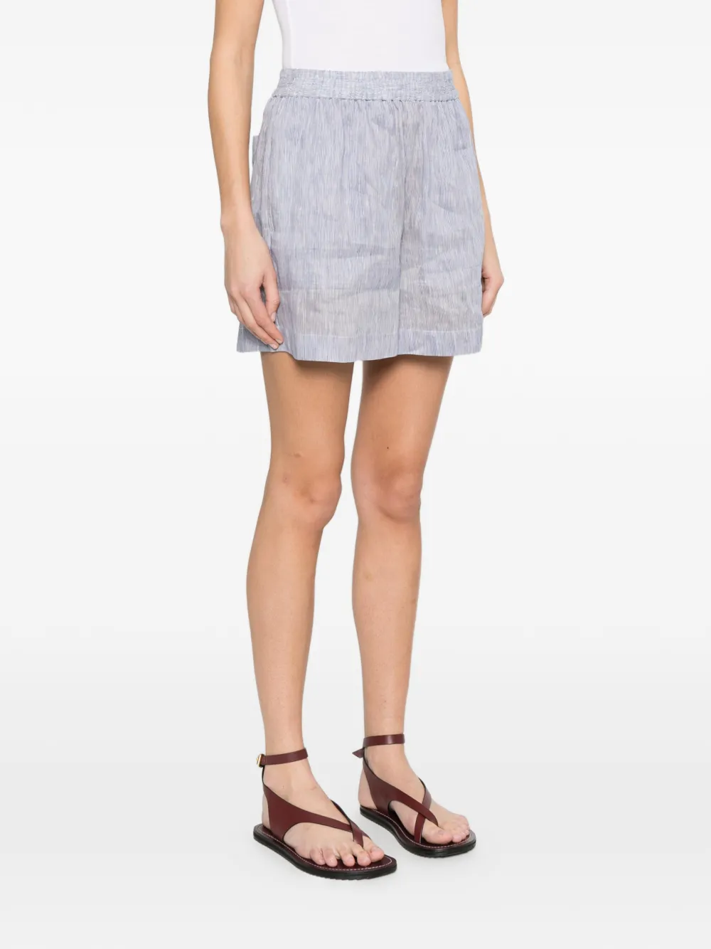  Brunello Cucinelli Striped Elasticated Shorts - White 