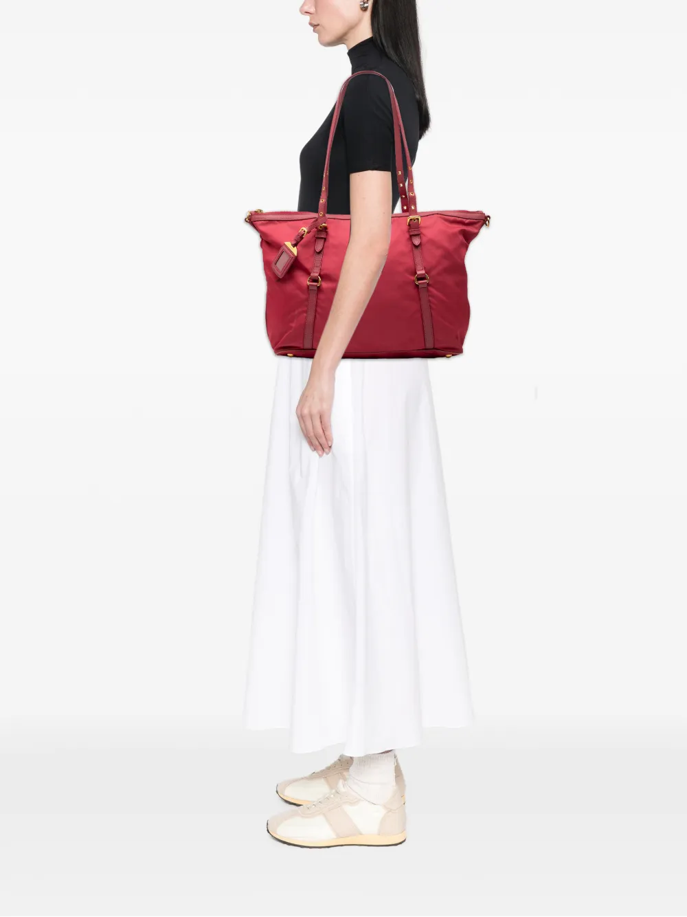 2010-2025 Saffiano Trimmed Tessuto Zip Top Convertible Tote Satchel