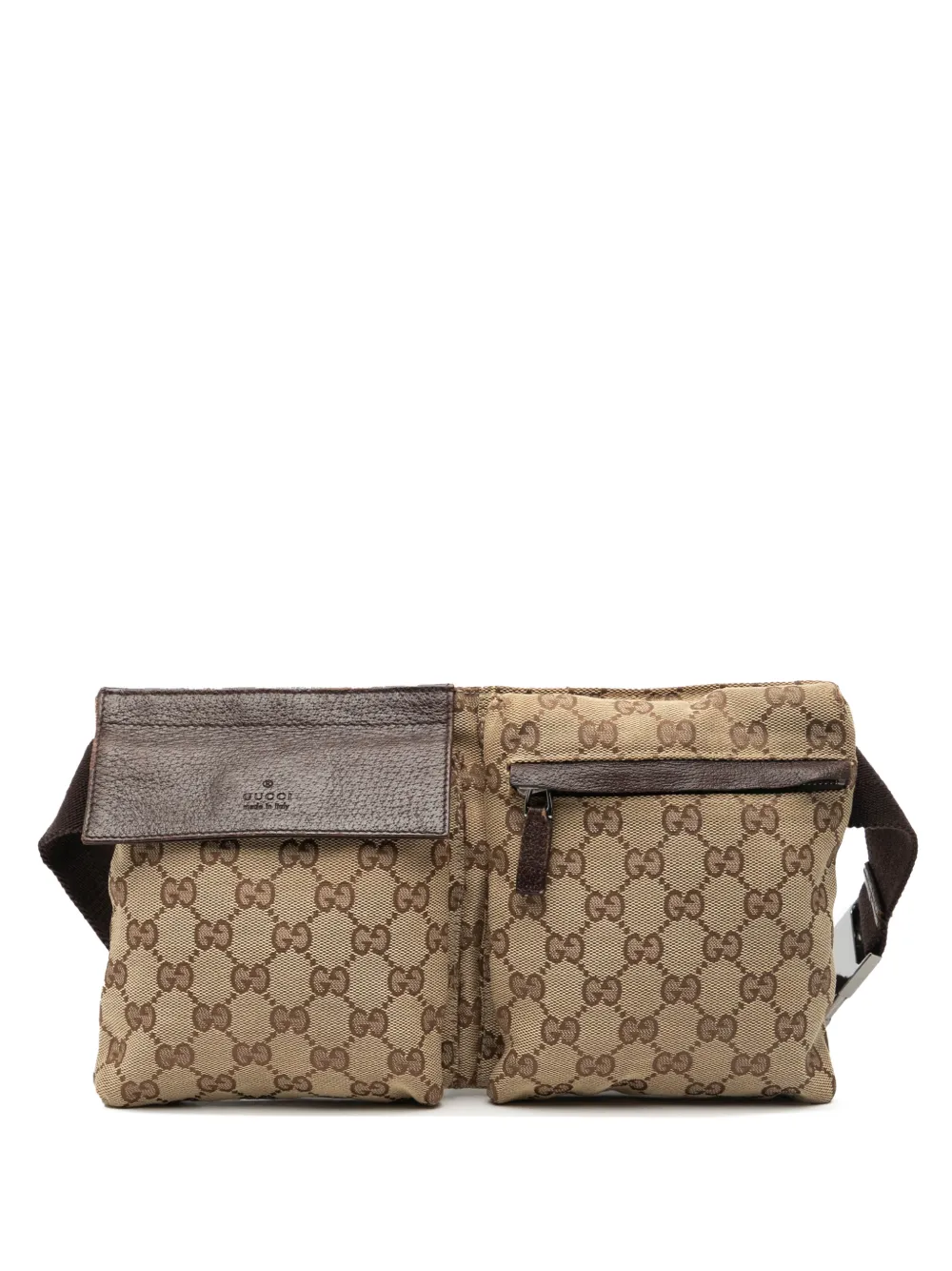 Gucci Pre-Owned 2000-2015 GG Canvas Double Pocket belt bag - Marrone