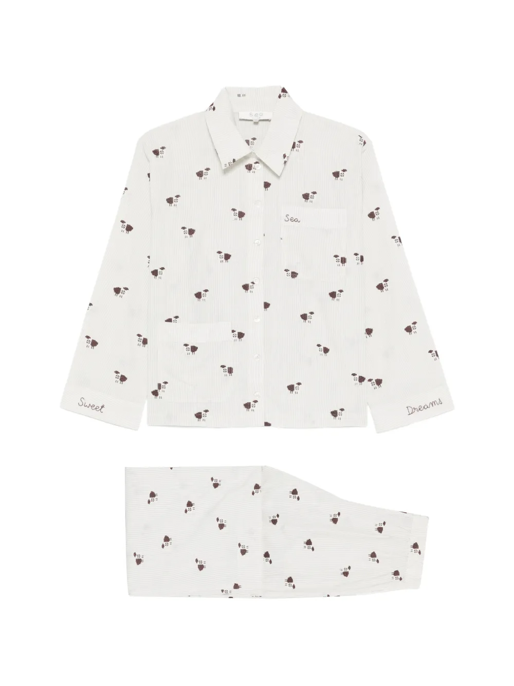 Sea embroidered-animal pyjama set - Nude