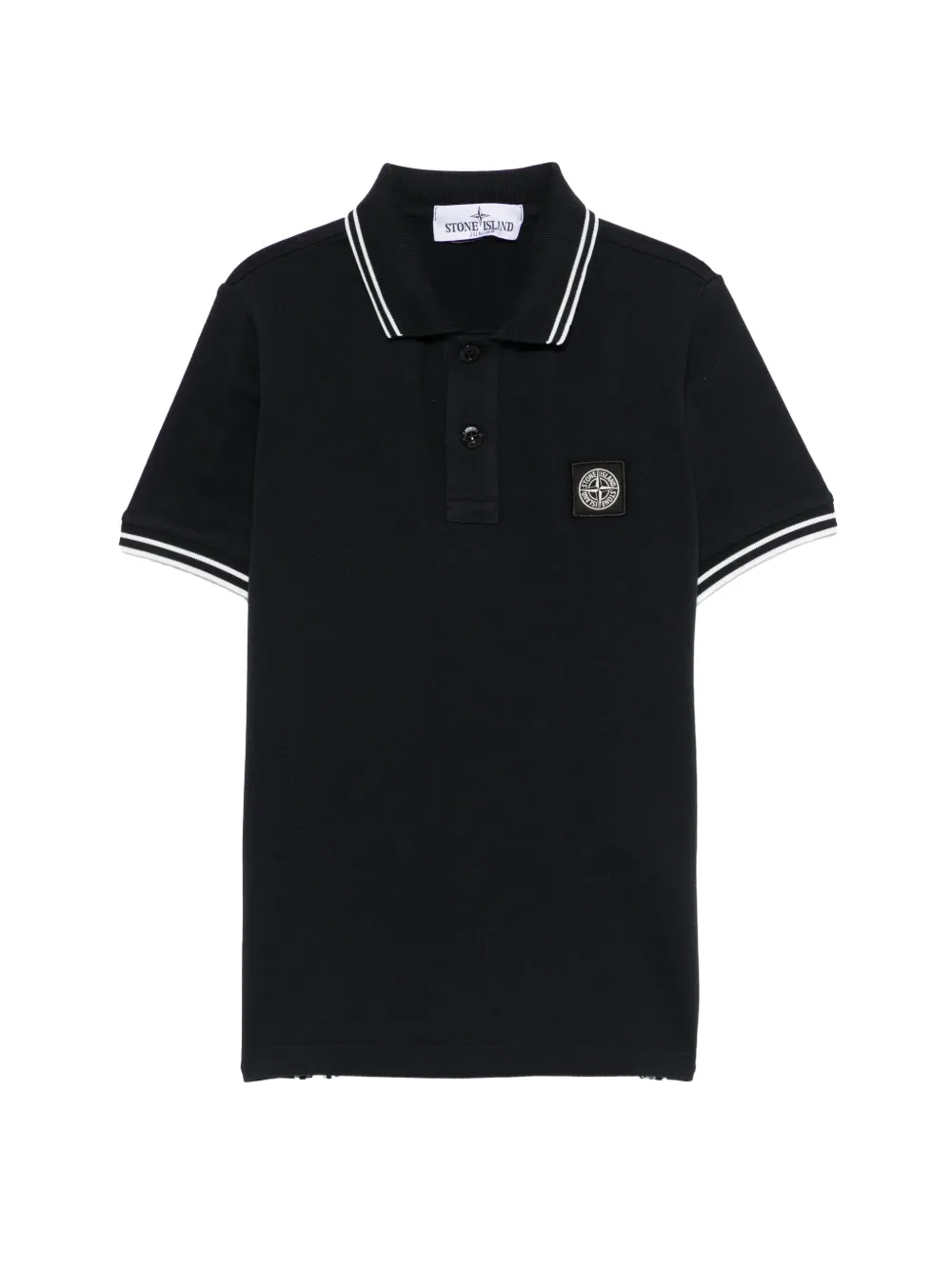 Stone Island Junior logo-patch polo shirt - Nero