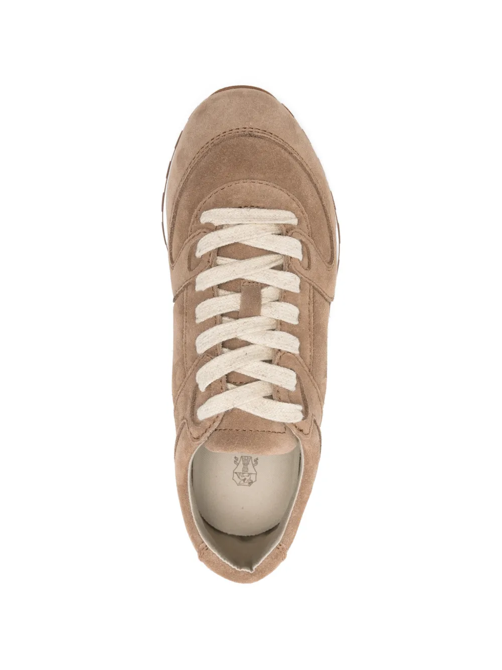 Brunello Cucinelli Sneakers met suède vlak Bruin