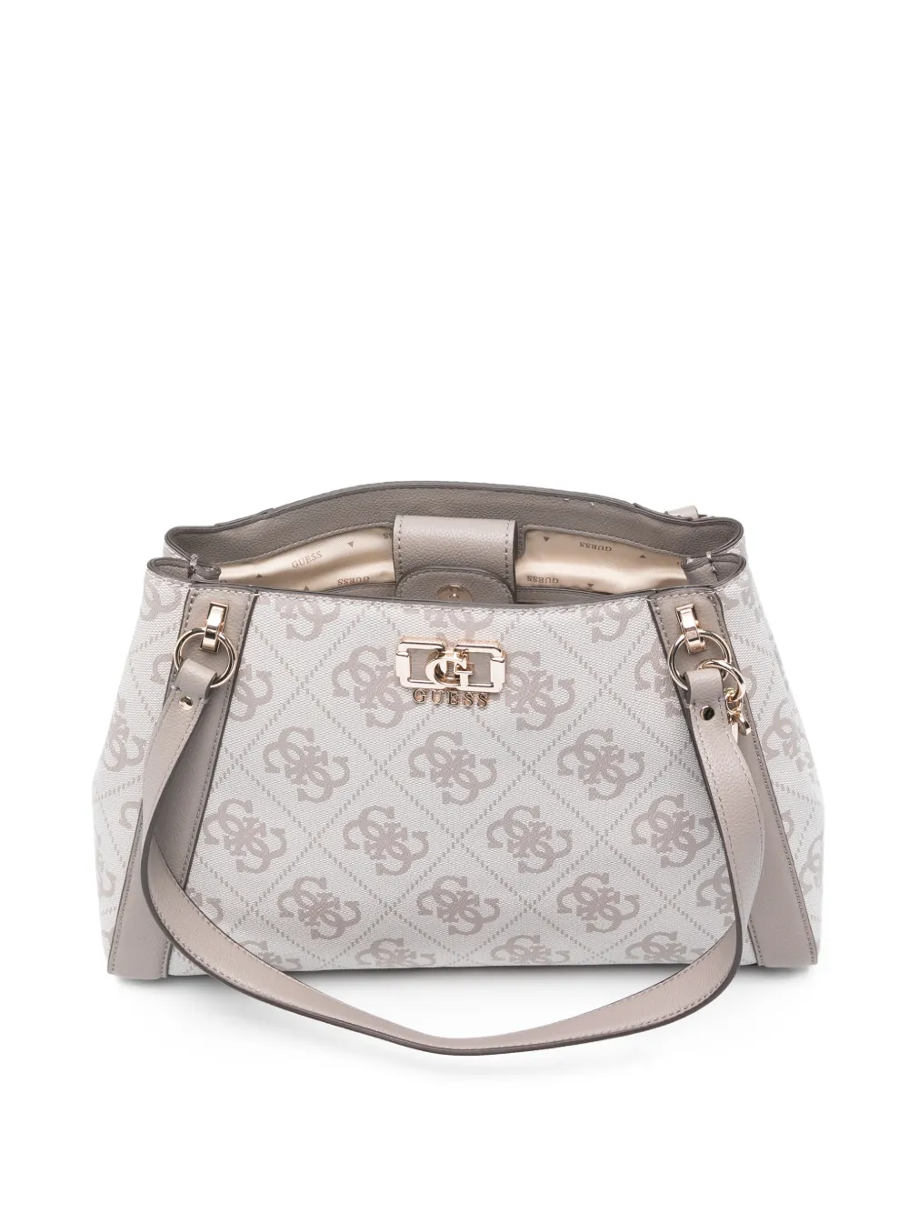GUESS USA Karnilla leren shopper met monogramprint Grijs