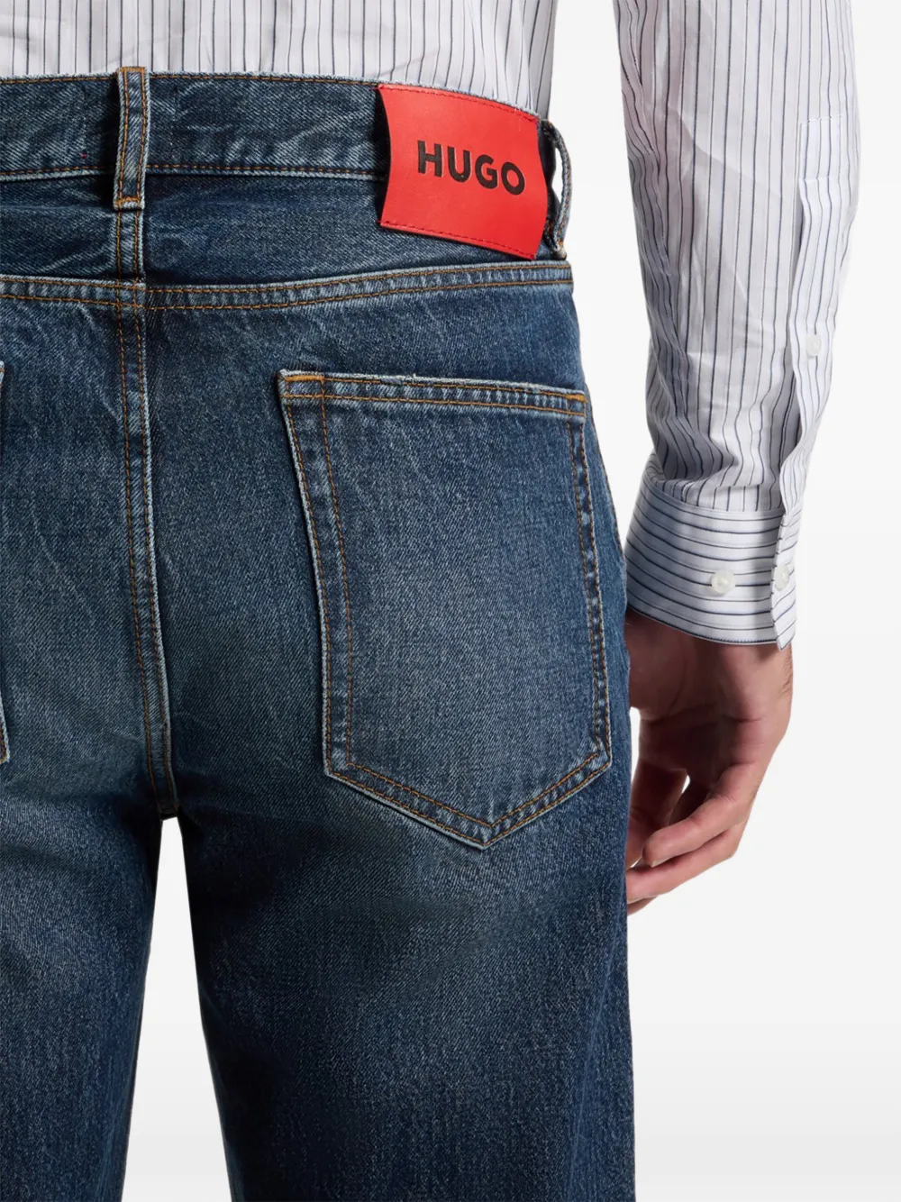 HUGO Jeans met riemlussen en zak Blauw