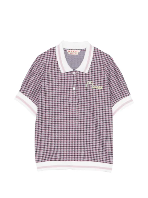 Marni check embroidery polo top