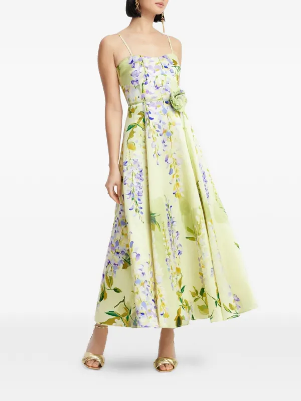 Leo Lin Mariela Floral Midi Dress | Green | FARFETCH Leo Lin Mariela Floral Midi Dress | Green | FARFETCH