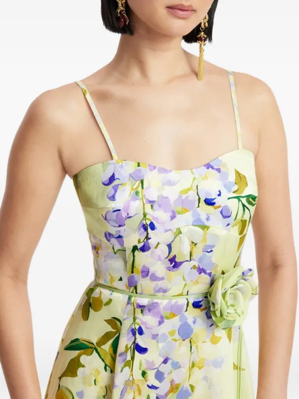 Leo Lin Mariela Floral Midi Dress | Green | FARFETCH Leo Lin Mariela Floral Midi Dress | Green | FARFETCH