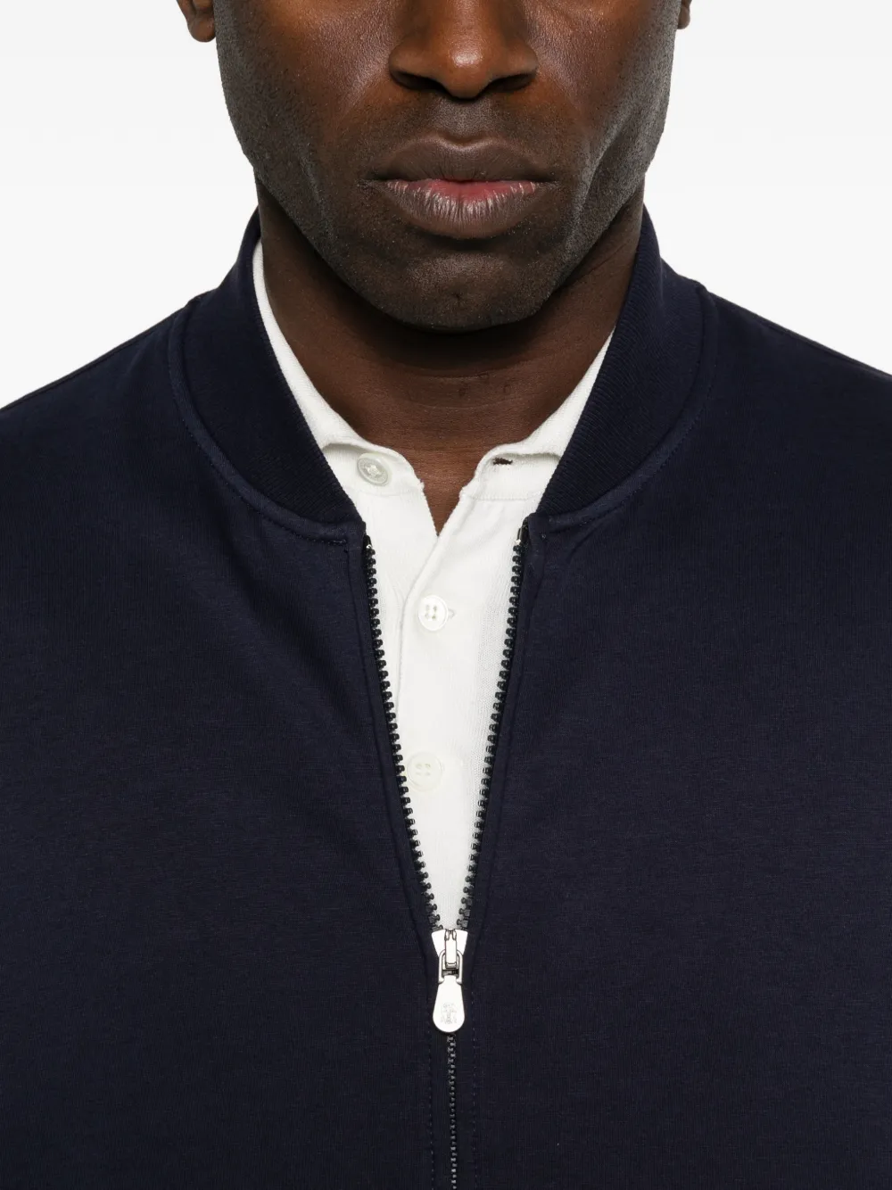 Brunello Cucinelli Gebreid jack met rits en zakken Blauw