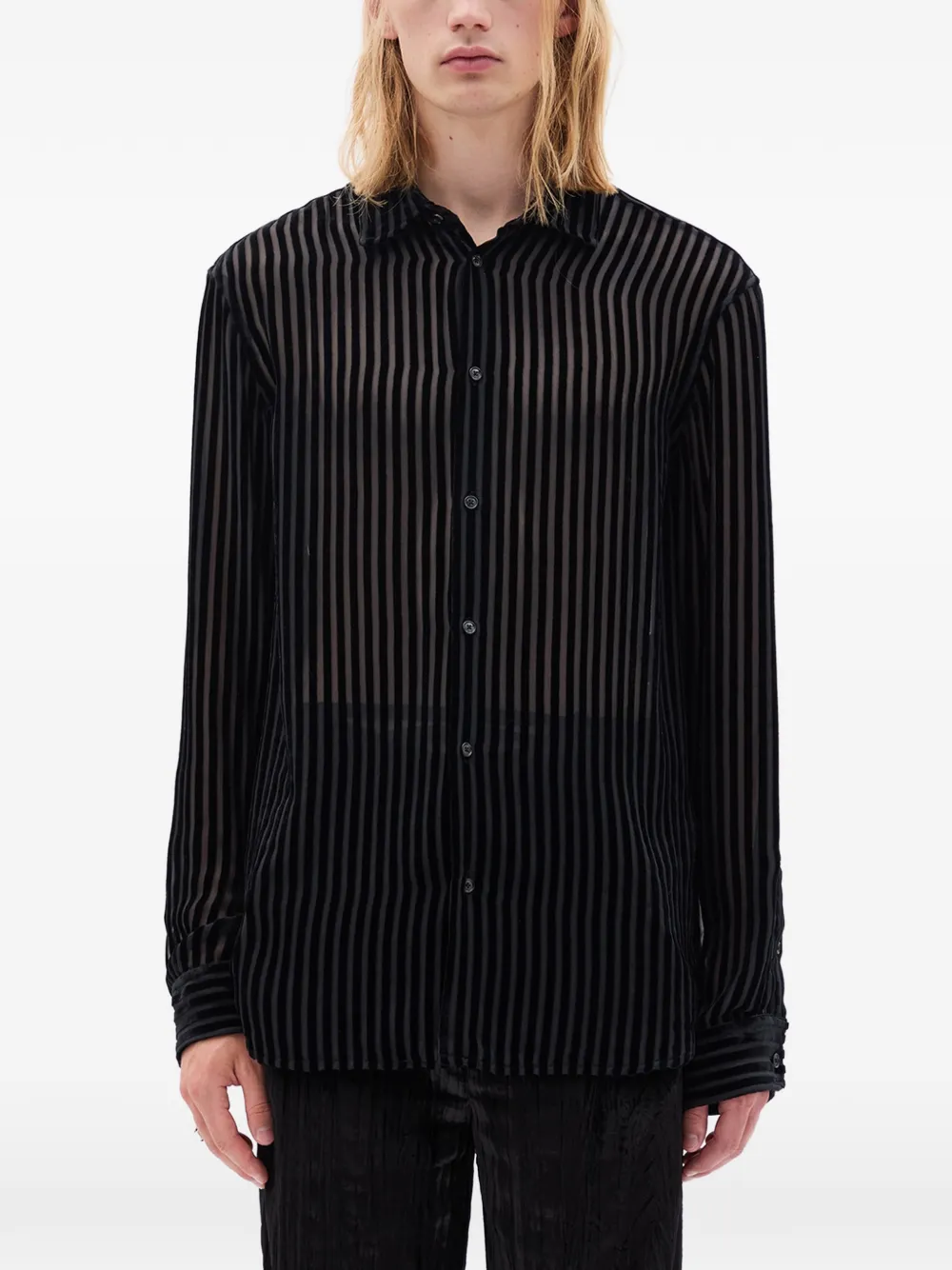 Ann Demeulemeester striped shirt - Nero