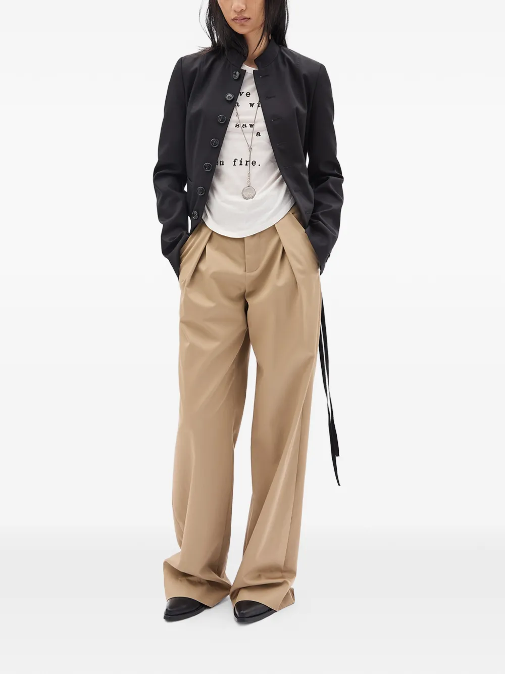  Ann Demeulemeester Pleated Wide-leg Trousers - Neutrals 