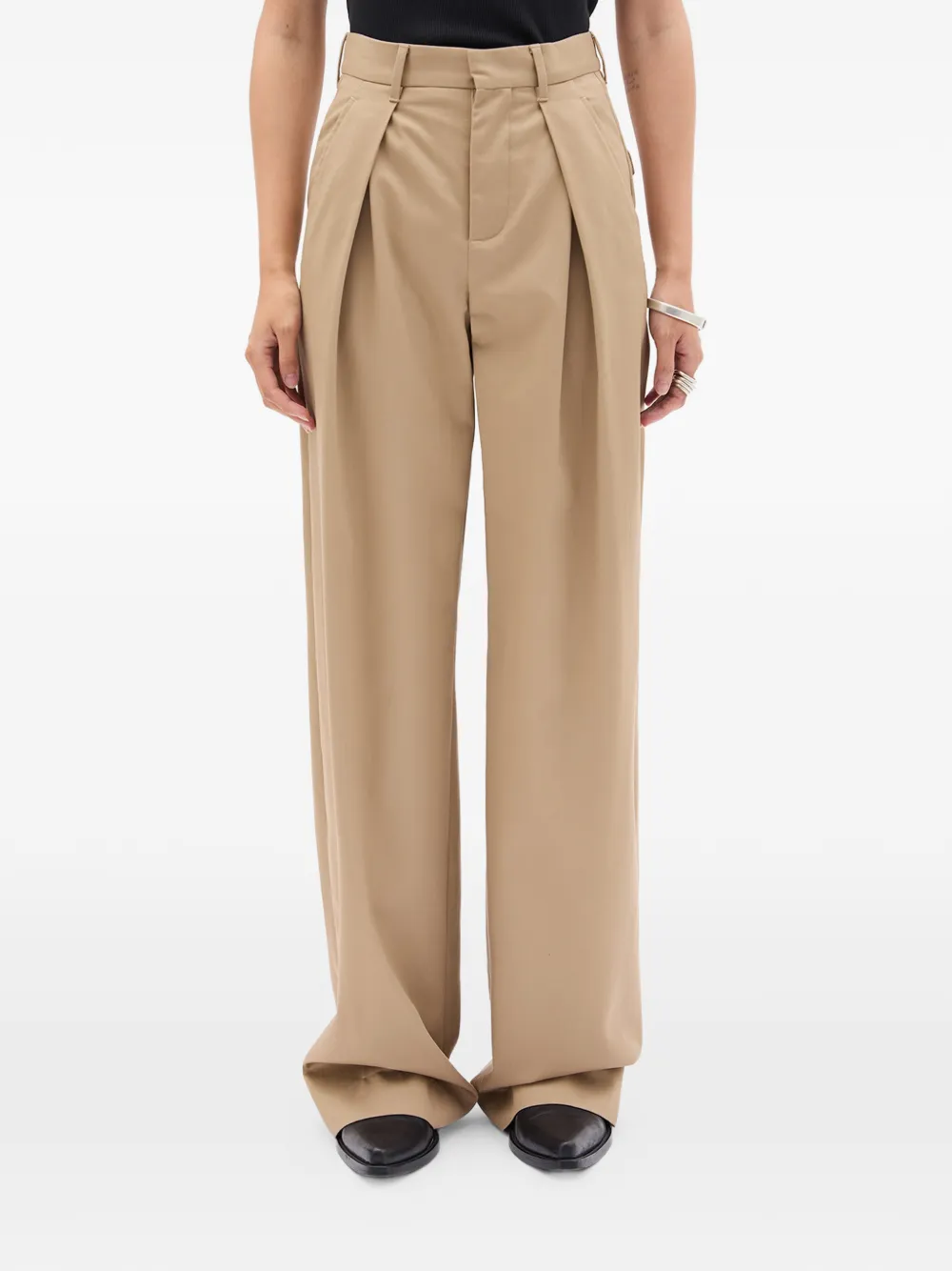 Ann Demeulemeester pleated wide-leg trousers - Toni neutri