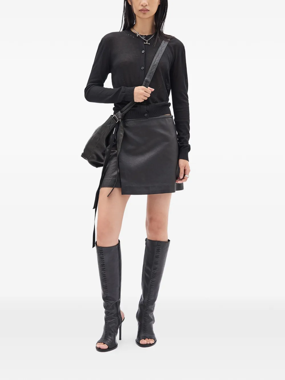 Ann Demeulemeester Knitted Cardigan in Black, view 2