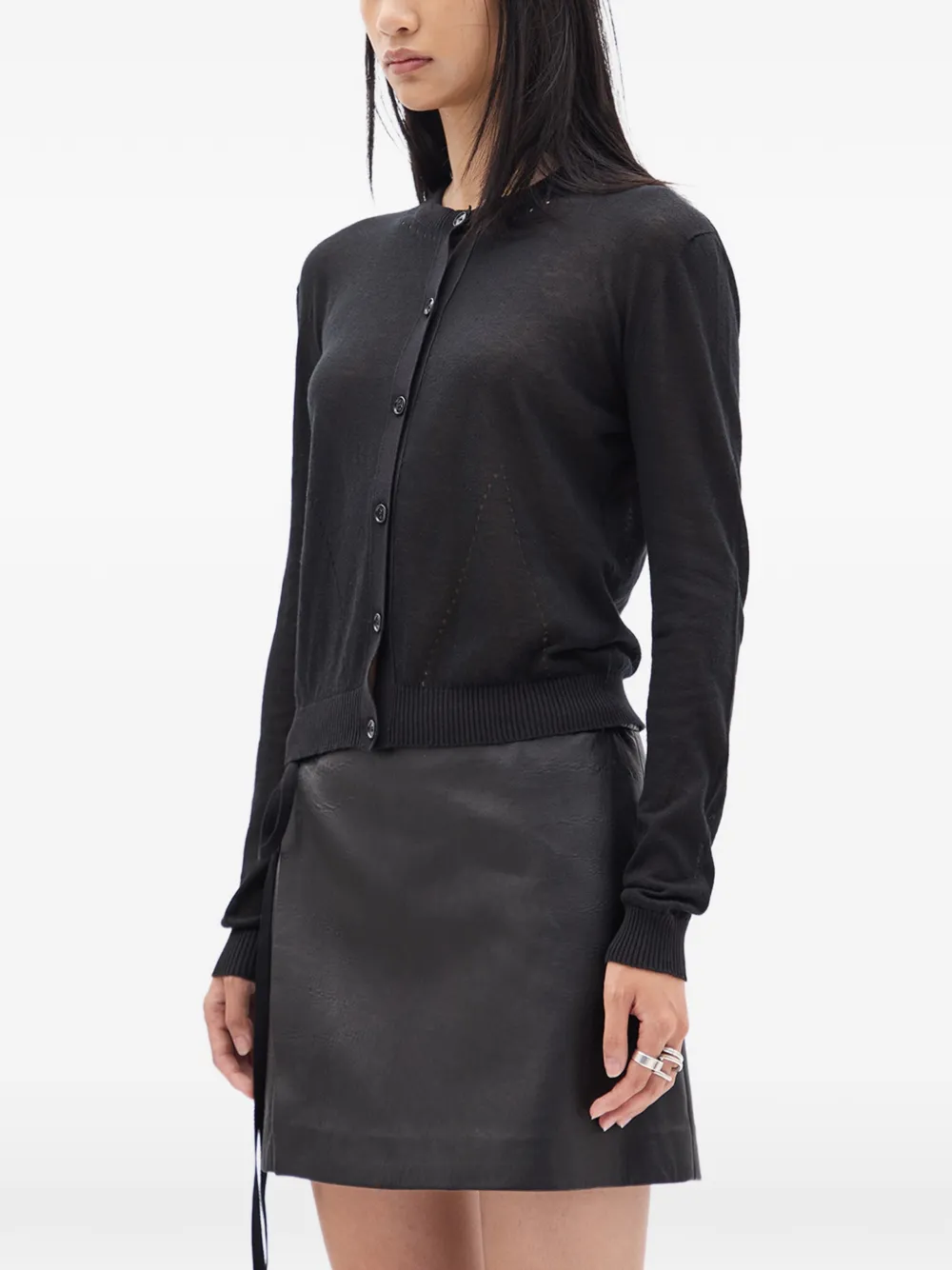 Ann Demeulemeester Knitted Cardigan in Black, view 3