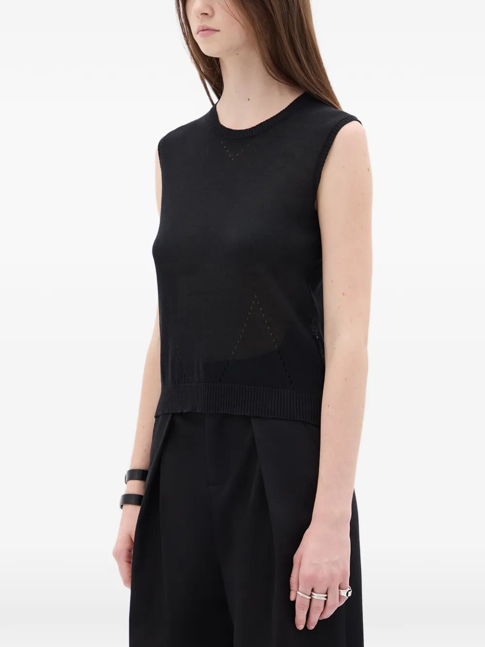  Ann Demeulemeester Round-neck Knit Vest - Black 
