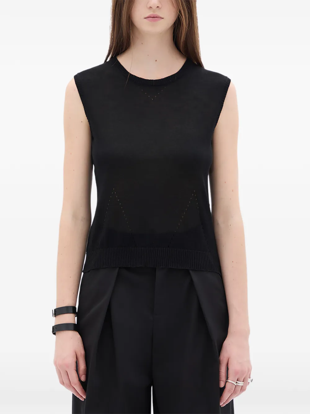 Ann Demeulemeester round-neck knit vest - Nero