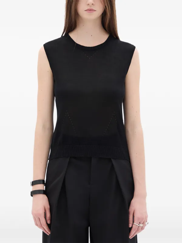 Ann Demeulemeester Round-neck Knit Vest in Black