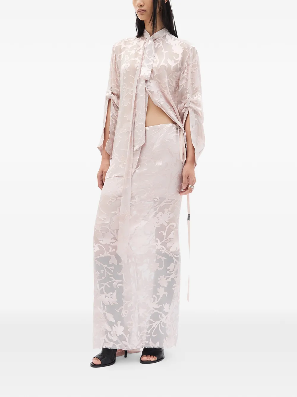  Ann Demeulemeester Eveline Floral Bias Maxi Skirt - Pink 