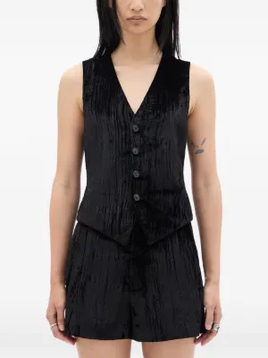 Ann Demeulemeester Tiuku Vネック ボタンベスト | ブラック | FARFETCH JP