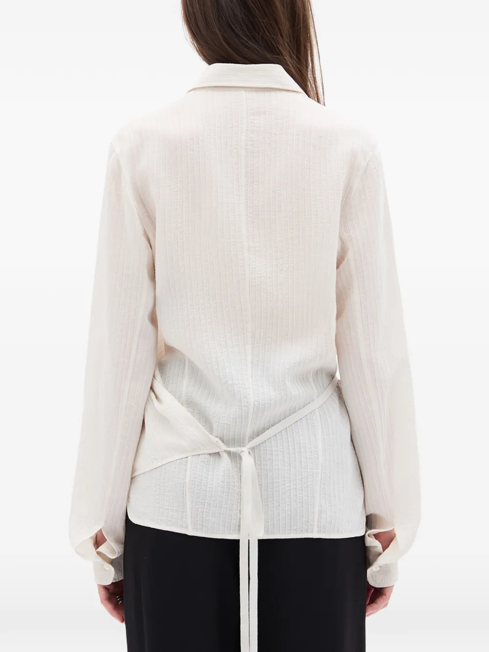 Ann Demeulemeester Alba wikkelblouse met strik Beige