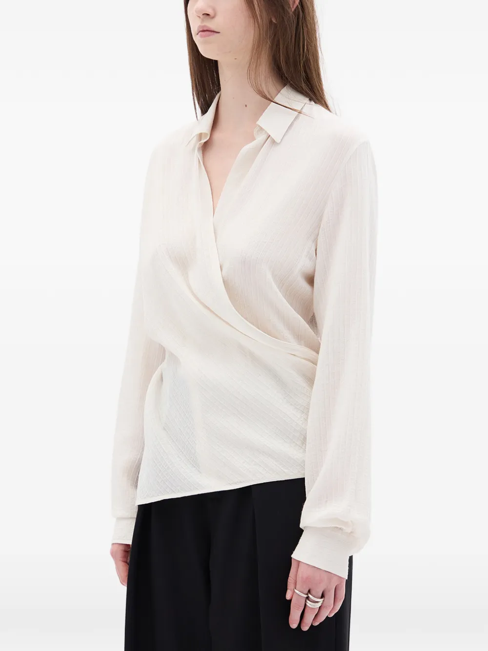 Ann Demeulemeester Alba wikkelblouse met strik Beige