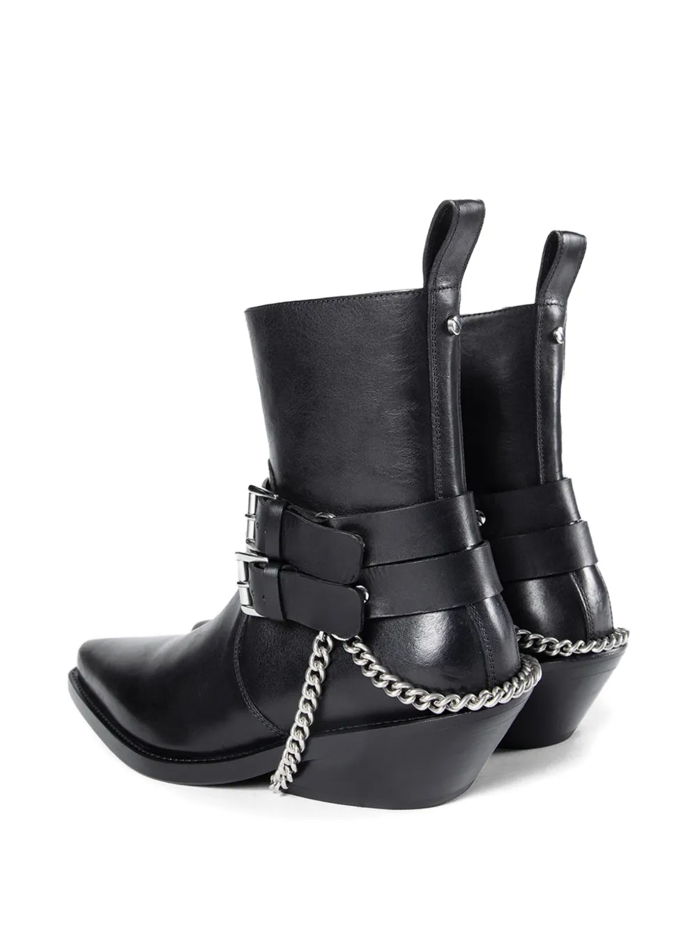 Ann Demeulemeester Kiril Santiago buckle chain leather boots Zwart